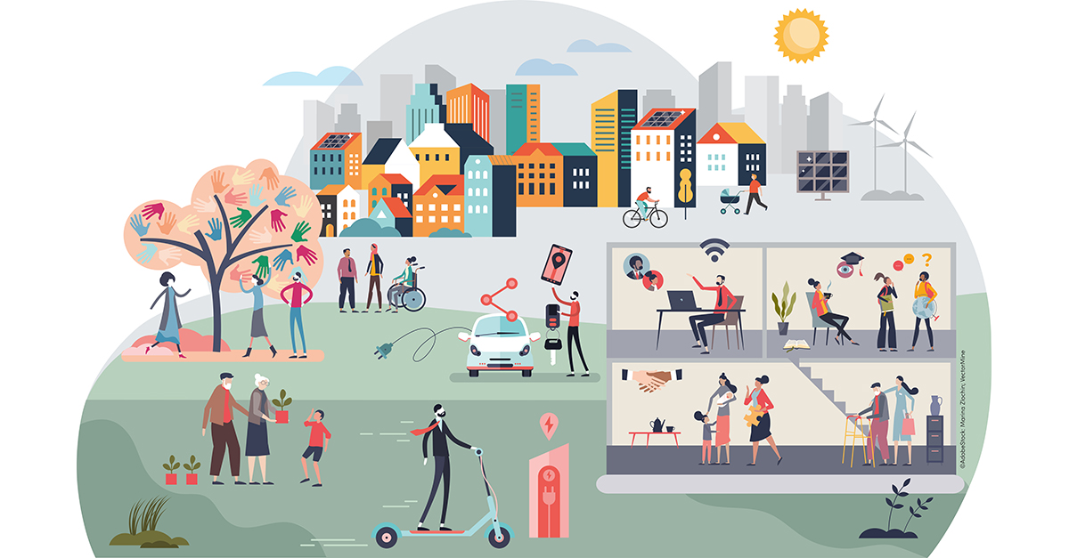 Symbol-Illustration zum DW Zukunftspreis in Form einer Collage